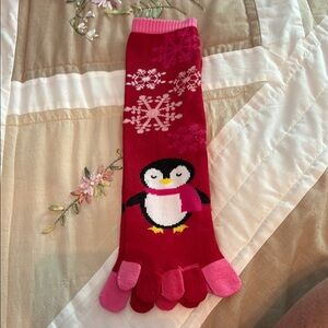 Red Penguin Toe Socks. NWOT
